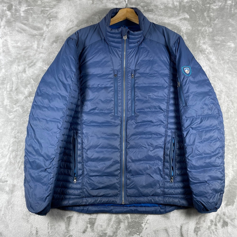 KUHL Spyfire Projekt Puffer Jacket Mens M Blue Goose Down 800 Insulated 1122